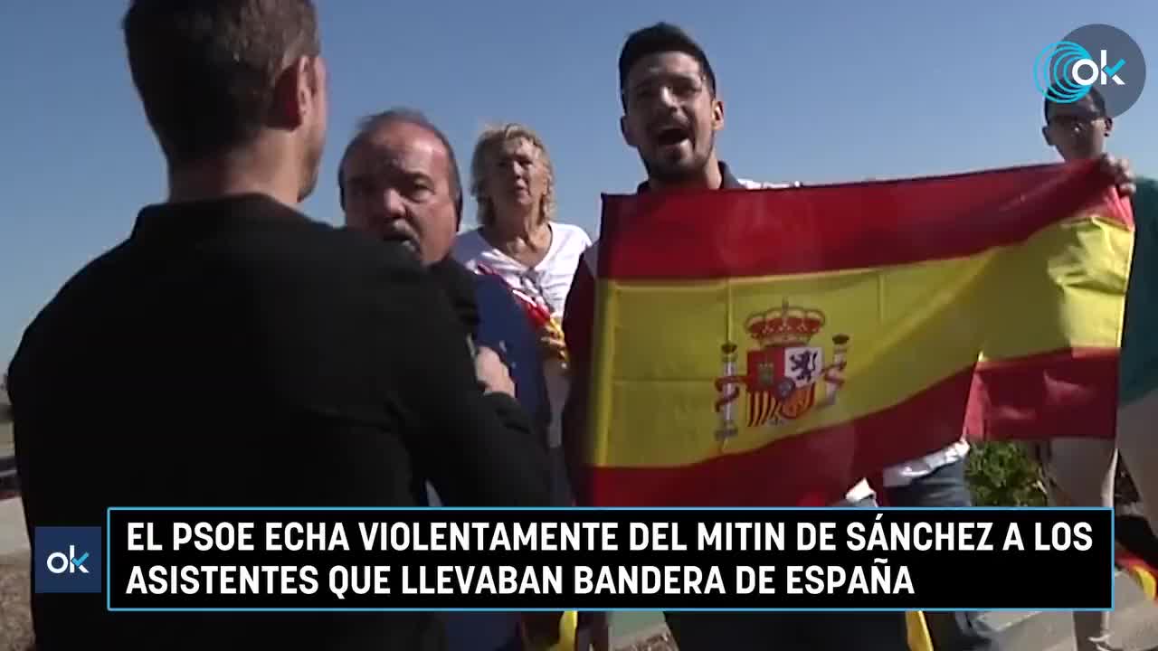 Echan de un mitin del PSOE a varias personas que llevaban una bandera ...